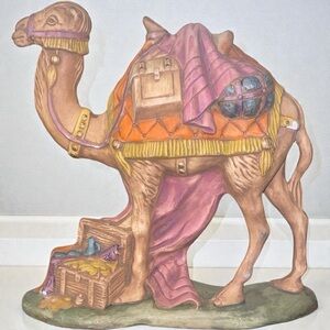 Vintage 1970's Camel Mold Ceramic Large HandPainted Nativity Christmas 11” X 10”